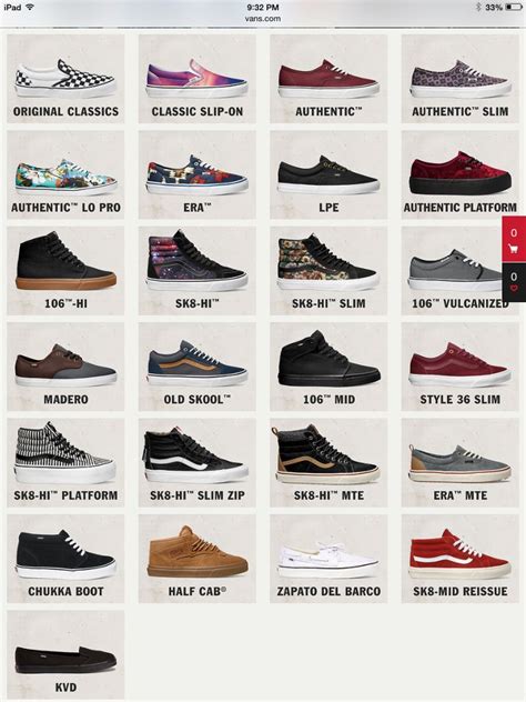 vans shoes styles